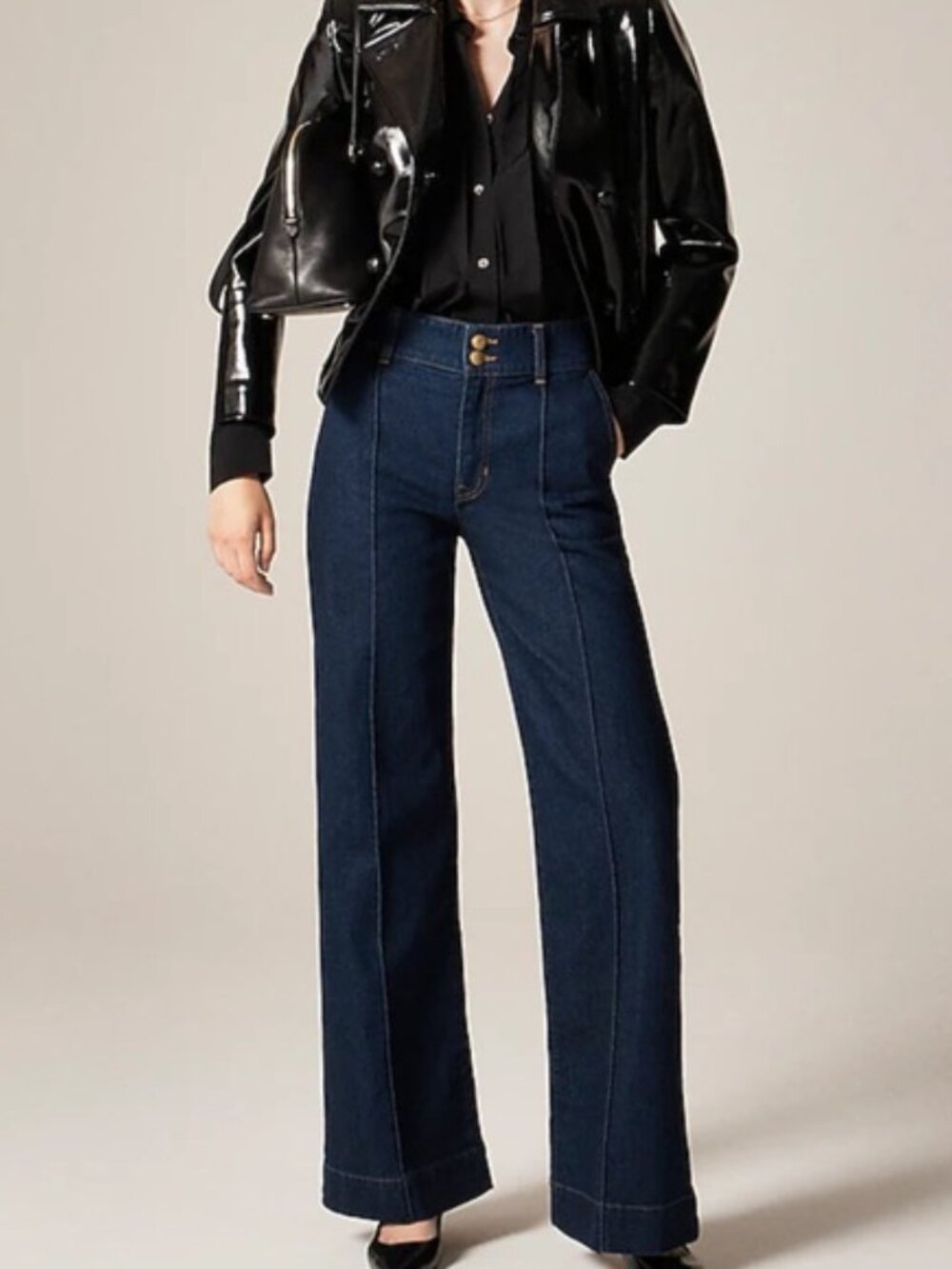 J Crew Petite Denim Trouser Jean with Stacked Buttons 26P